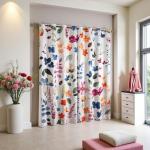 Floral 100% Blackout Curtains 84 inch Length 2 Panels Set for Bedroom Vintage Flower Botanical Pattern Black Out Curtain Thermal Insulated Light Blocking Window Drapes for Living Room 52 x 84 inch