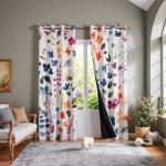 Floral 100% Blackout Curtains 84 inch Length 2 Panels Set for Bedroom Vintage Flower Botanical Pattern Black Out Curtain Thermal Insulated Light Blocking Window Drapes for Living Room 52 x 84 inch
