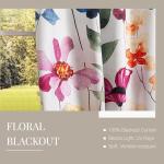 Floral 100% Blackout Curtains 84 inch Length 2 Panels Set for Bedroom Vintage Flower Botanical Pattern Black Out Curtain Thermal Insulated Light Blocking Window Drapes for Living Room 52 x 84 inch