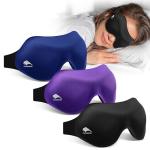 3 Pack Sleep Masks for Women & Men: True Blackout Eye Mask for Sleeping, 3D Contoured Zero Eye Pressure, Lash-Friendly (Blink Freely), Side Sleeper Comfort, Adjustable Strap Blindfold, Night Eye Cover