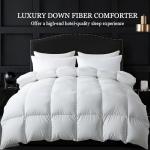 ELNIDO QUEEN® Feather Comforter Queen Size, Filled with Feather and Downfiber, All Season White Luxury Hotel Fluffy Bed Comforter, Ultra Soft 100% Cotton Duvet Insert, 90x90 Inch