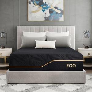 MLILY EGOHOME 14 Inch Hybrid Queen Size Mattress, Memory Foam Pocket Spring Mattress for Cooling Sleep, Bed in a Box, CertiPUR-US Certified, Pressure Relief, 60x80x14 Black