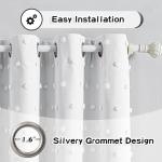 MYSKY HOME 100% White Blackout Curtains for Living Room Bedroom 84 Inches Long Total Light Blocking Drapes for Girls Room Thermal Insulated Curtains with Pom Pom Sheer Grommet Set of 2, 52W x 84L