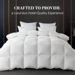 WhatsBedding White Feather Comforter California King Size, Filled with Feather and DownFiber, All Season Luxury Bed Comforter, Ultra Soft 100% Cotton Duvet Insert,104"x96"