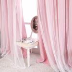 SOFJAGETQ Pink Blackout Curtains with Sheer Overlay, 2 Panels, Thermal Insulated & Soundproof, Lace Trim for Bedroom, Nursery, Living Room - Modern Pink Drapes, Room Darkening Curtains, 52x84 Inches