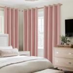HOMEIDEAS Blush Pink 100% Blackout Curtains 84 Inches Long, Thick Faux Linen/Linen Blend Textured Window Drapes, Cute Room Darkening Grommet Curtains for Girls Bedroom, Nursery, Living Room