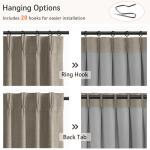 100% Blackout Shield Linen Pinch Pleated Curtains, Blackout Curtains 96 Inch Long 2 Panel Set, Pleated Drapes with Hooks for Bedroom & Living Room, 40" W x 96" L, Dark Faux Linen