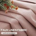 HOMEIDEAS Blush Pink 100% Blackout Curtains 84 Inches Long, Thick Faux Linen/Linen Blend Textured Window Drapes, Cute Room Darkening Grommet Curtains for Girls Bedroom, Nursery, Living Room