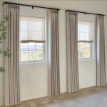 100% Blackout Shield Linen Pinch Pleated Curtains, Blackout Curtains 96 Inch Long 2 Panel Set, Pleated Drapes with Hooks for Bedroom & Living Room, 40" W x 96" L, Dark Faux Linen