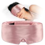 Umisleep Soft Sleep Mask, Blackout Eye Mask for Side Sleepers, Comfortable Sleep Mask for Women Men, Satin Eye Masks for Sleep with Wide Band, Smooth Sleeping Mask, Blindfold, Pink