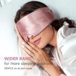 Umisleep Soft Sleep Mask, Blackout Eye Mask for Side Sleepers, Comfortable Sleep Mask for Women Men, Satin Eye Masks for Sleep with Wide Band, Smooth Sleeping Mask, Blindfold, Pink