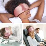 Umisleep Soft Sleep Mask, Blackout Eye Mask for Side Sleepers, Comfortable Sleep Mask for Women Men, Satin Eye Masks for Sleep with Wide Band, Smooth Sleeping Mask, Blindfold, Pink
