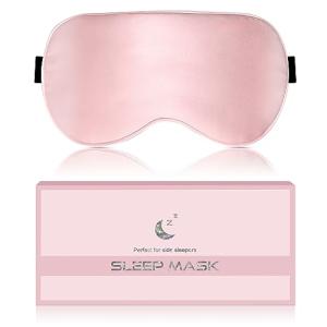 BLSSNZ Silk Sleep Mask for Women - Soft Breathable Organic Natural Mulberry Silk Fabric Blackout Eye Mask for Sleeping with Adjustable Straps No Pressure Eye Mask for Travel Essentials Gifts (Pink)