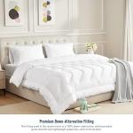 HOMTEC Duvet Insert Cotton Comforter King Size White Down Alternative Fill Duvet Insert 100% Cotton Shell Quilted Fluffy Comforter Lightweight All Season 8 Corner Tabs Durable Breathable Noiseless