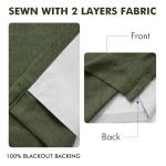 MIULEE Olive Green Pinch Pleated 100% Blackout Linen Curtains 96 Inch Length 2 Panels Set, Black Out Memory Trained Pleat Curtains Light Blocking Room Darkening Drapes for Bedroom Living Room Window