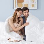 HOMTEC Duvet Insert Cotton Comforter King Size White Down Alternative Fill Duvet Insert 100% Cotton Shell Quilted Fluffy Comforter Lightweight All Season 8 Corner Tabs Durable Breathable Noiseless