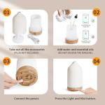 URPOWER 120ML Ceramic Essential Oil Diffuser Ultrasonic Aromatherapy Diffuser with Wood Grain Base, 7-Color LED Lights Auto Shut-Off, Humidifier for Home & Office, Air Diffuser for Relaxation