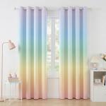 BOHOMOCASA Pastel Rainbow Gradient Blackout Curtains - 100% Blackout, Thermal Insulated, Noise Reducing, Ombre Room Darkening Curtain for Girls Room, Sweet and Dreamy Design, 2 Panels, Each W52×L84