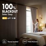 MIULEE Pinch Pleated 100% Blackout Curtains 90 Inch Long 4 Panel Set for Bedroom Thick Linen Memory Trained Pleat Living Room Darkening Back Tab Double Layer Thermal Insulated Drapes, Birch