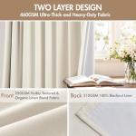 MIULEE Pinch Pleated 100% Blackout Curtains 90 Inch Long 4 Panel Set for Bedroom Thick Linen Memory Trained Pleat Living Room Darkening Back Tab Double Layer Thermal Insulated Drapes, Birch