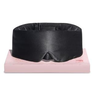 LitBear Silk Sleep Mask for Side Sleeper, Eye Mask Sleeping for Women Men 100% 22 Momme Pure Mulberry Silk, Face-Hugging Padded Eye Cover for Sleeping with Adjustable Band (Black)
