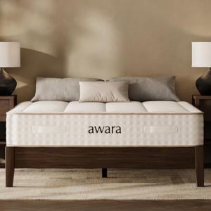 Awara Natural Hybrid Queen Mattress 10 Inch - Certified Organic Natural Latex - Sustainable New Zealand Wool - Fiberglass-Free - 365-Night Trial