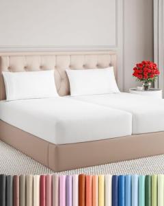 Split King Size 5 Piece Sheet Set - Comfy Breathable & Cooling Bed Sheets Set - Hotel Luxury Bedding for Women, Men, Kids, Teens, Boys & Girls - Deep Pockets, Soft and Wrinkle Free - Oeko-Tex - White