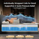 LETMOON Queen Mattress, 14 Inch Gel Memory Foam Hybrid Mattress Queen Size Bed in a Box, Pressure & Pain Relief, Medium Firm, CertiPUR-US, Individual Pocket Spring, Edge Support