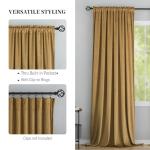 Yakamok Nursery Sunlight Velvet Curtains - Elegant Interior Decoration Large Window Blackout Velvet Drapes for Living Room, 52 x 96 Inches Long, Gold Brown, 2 Panels Rod Pocket