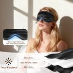 Loomluxe Sleep Mask Silk Eye Mask for Men Sleeping Mask, Adjustable Elastic Strap for Night Shading Sleep Mask, Soft and Comfortable for Both Men and Women(Black)
