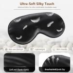 Loomluxe Sleep Mask Silk Eye Mask for Men Sleeping Mask, Adjustable Elastic Strap for Night Shading Sleep Mask, Soft and Comfortable for Both Men and Women(Black)