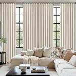 MIULEE Natural Pinch Pleated 100% Blackout Linen Curtains 90 Inch Length 2 Panels Set, Black Out Memory Trained Pleat Curtains Light Blocking Room Darkening Drapes for Bedroom Living Room Window