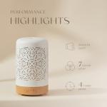 Earnest Living Essential Oil Diffuser White Ceramic Diffuser 100 ml Timers Night Lights and Auto Off Function Home Office Humidifier Aromatherapy Diffusers for Essential Oils