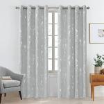 BUHUA Blackout Curtains 84 Inches Long, Vine Foil Print Pattern Room Darkening Curtain, Living Room Curtains & Drapes, Thermal Insulated Window Panel Set, 52 x 84 Inch, Silver Grey