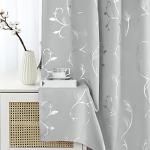 BUHUA Blackout Curtains 84 Inches Long, Vine Foil Print Pattern Room Darkening Curtain, Living Room Curtains & Drapes, Thermal Insulated Window Panel Set, 52 x 84 Inch, Silver Grey