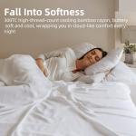 GOKOTTA King Size Bed Sheets 4 Piece Set, 100% Rayon Derived from Bamboo, Cooling for Hot Sleepers-Luxury Breathable Soft Sheets, Deep Pocket 16" Fitted Sheet with Elastic Corner Straps, Cream White