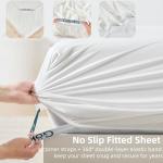GOKOTTA King Size Bed Sheets 4 Piece Set, 100% Rayon Derived from Bamboo, Cooling for Hot Sleepers-Luxury Breathable Soft Sheets, Deep Pocket 16" Fitted Sheet with Elastic Corner Straps, Cream White