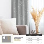 BUHUA Blackout Curtains 84 Inches Long, Vine Foil Print Pattern Room Darkening Curtain, Living Room Curtains & Drapes, Thermal Insulated Window Panel Set, 52 x 84 Inch, Silver Grey