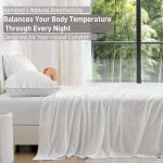 GOKOTTA King Size Bed Sheets 4 Piece Set, 100% Rayon Derived from Bamboo, Cooling for Hot Sleepers-Luxury Breathable Soft Sheets, Deep Pocket 16" Fitted Sheet with Elastic Corner Straps, Cream White