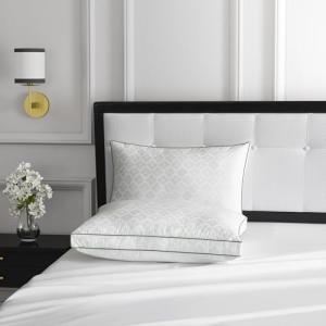 kate spade new york Spade Floral Extra-Plush Structured Pillow, Adjustable Down Alternative Pillow with 2" Gusset for Maximum Loft, Best for Back or Side Sleepers, Standard/Queen, White