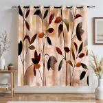 SUBRTEX Blackout Curtains 100Wx84L, Room Darkening Floral Curtains, Thermal Insulated 1 Panels Window Drapes, Boho Farmhouse Curtains for Living Room Bedroom Window Treatments, Brown