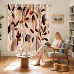 SUBRTEX Blackout Curtains 100Wx84L, Room Darkening Floral Curtains, Thermal Insulated 1 Panels Window Drapes, Boho Farmhouse Curtains for Living Room Bedroom Window Treatments, Brown