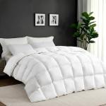 UNIKOME Goose Feather Down Fiber Comforter Queen/Full Size, All Season Duvet Insert with Soft Downproof Cover, Medium Warm Hotel-Luxury Fluffy Quilted Bed Comforter (88"X88", White)
