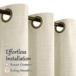 60 Inch Wide Linen Blackout Curtains for Living Room/Bedroom 84 Inch Length 2 Panels, Total Black Out Thermal Insulated Soundproof Grommet Boho Window Drapes White Liner for Modern Farmhouse, Natural