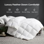 UNIKOME Goose Feather Down Fiber Comforter Queen/Full Size, All Season Duvet Insert with Soft Downproof Cover, Medium Warm Hotel-Luxury Fluffy Quilted Bed Comforter (88"X88", White)