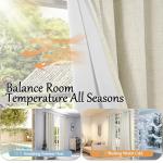 60 Inch Wide Linen Blackout Curtains for Living Room/Bedroom 84 Inch Length 2 Panels, Total Black Out Thermal Insulated Soundproof Grommet Boho Window Drapes White Liner for Modern Farmhouse, Natural