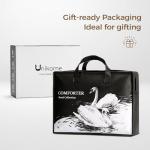 UNIKOME Goose Feather Down Fiber Comforter Queen/Full Size, All Season Duvet Insert with Soft Downproof Cover, Medium Warm Hotel-Luxury Fluffy Quilted Bed Comforter (88"X88", White)