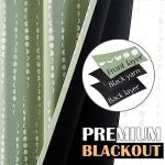 jinchan 95% Blackout Bohemian Moon Phase Print Bedroom Curtains 84 inch Long sage Green Pole Pocket Rear tab Thermal Curtains for Nursery Set 2 Panels