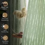 jinchan 95% Blackout Bohemian Moon Phase Print Bedroom Curtains 84 inch Long sage Green Pole Pocket Rear tab Thermal Curtains for Nursery Set 2 Panels