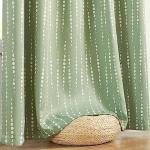 jinchan 95% Blackout Bohemian Moon Phase Print Bedroom Curtains 84 inch Long sage Green Pole Pocket Rear tab Thermal Curtains for Nursery Set 2 Panels